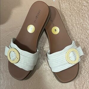 Indigo 8 new Women's Cream Woven Slide Sandals